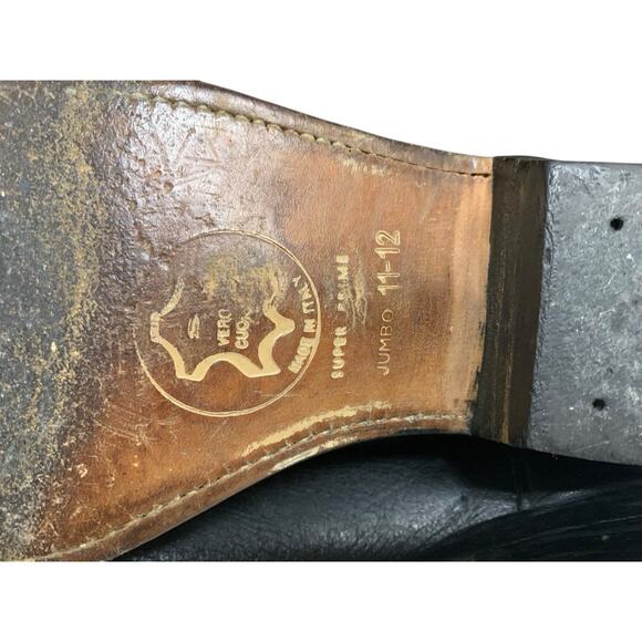 Cats Paw Vintage Western Cowboy Boots Black Leather Pull On Riding Italy 10 1/2 main image 9